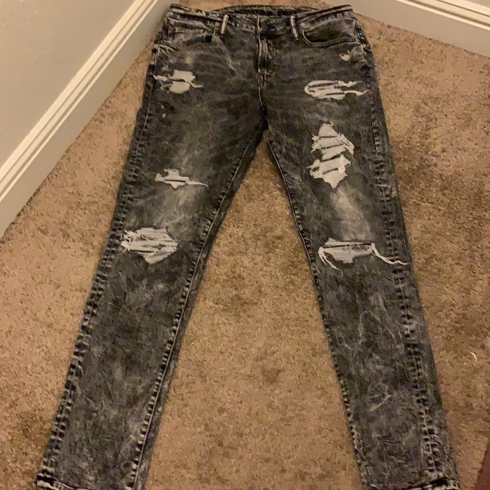 Men’s patched smoke grey american eagle jeans
